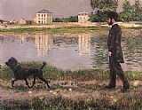 Richard Gallo and His Dog at Petit Gennevilliers by Gustave Caillebotte